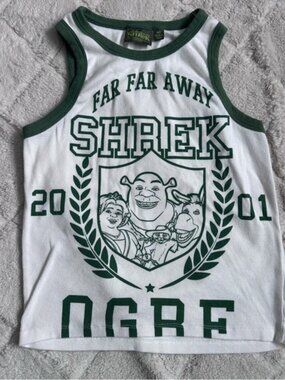 Dreamworks | Green and White Far, Far, Away Shrek Jersey Tank | Size Medium